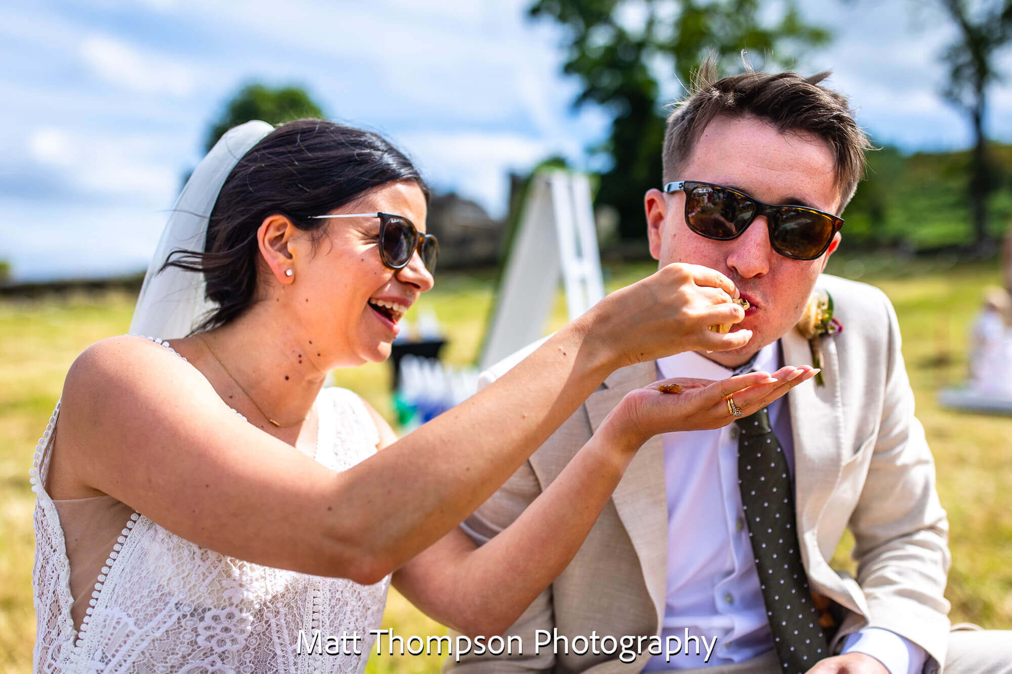 bride feeding groom