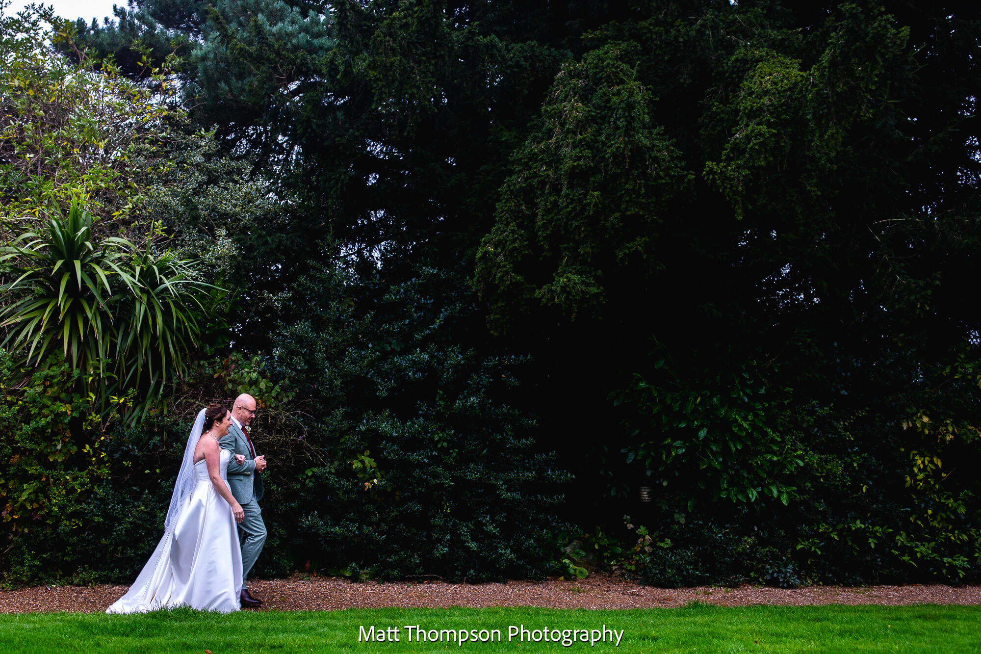 bride and groom walking