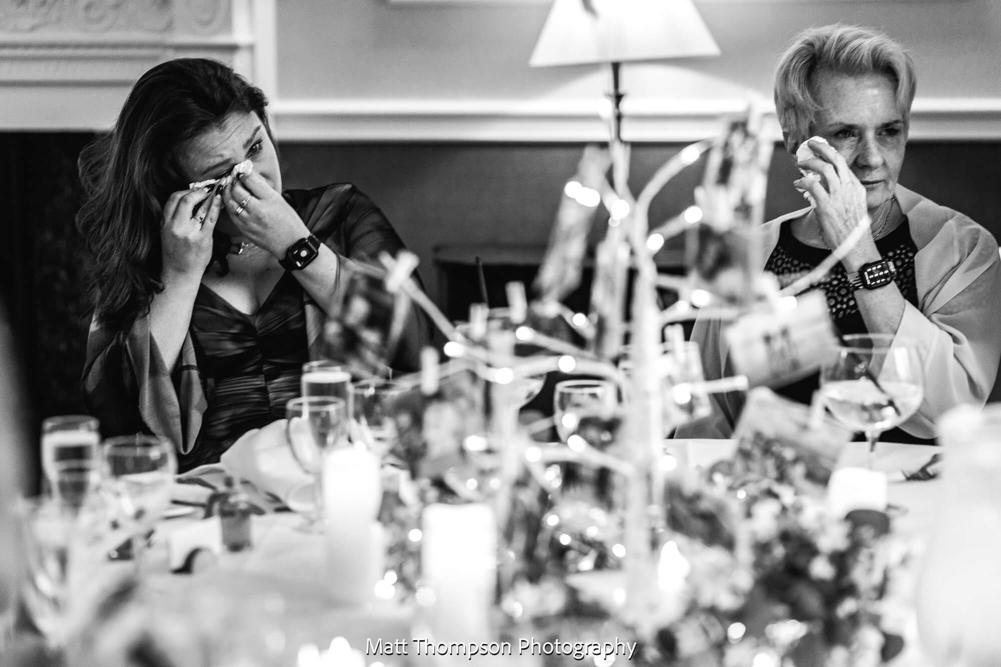 wedding guests crying