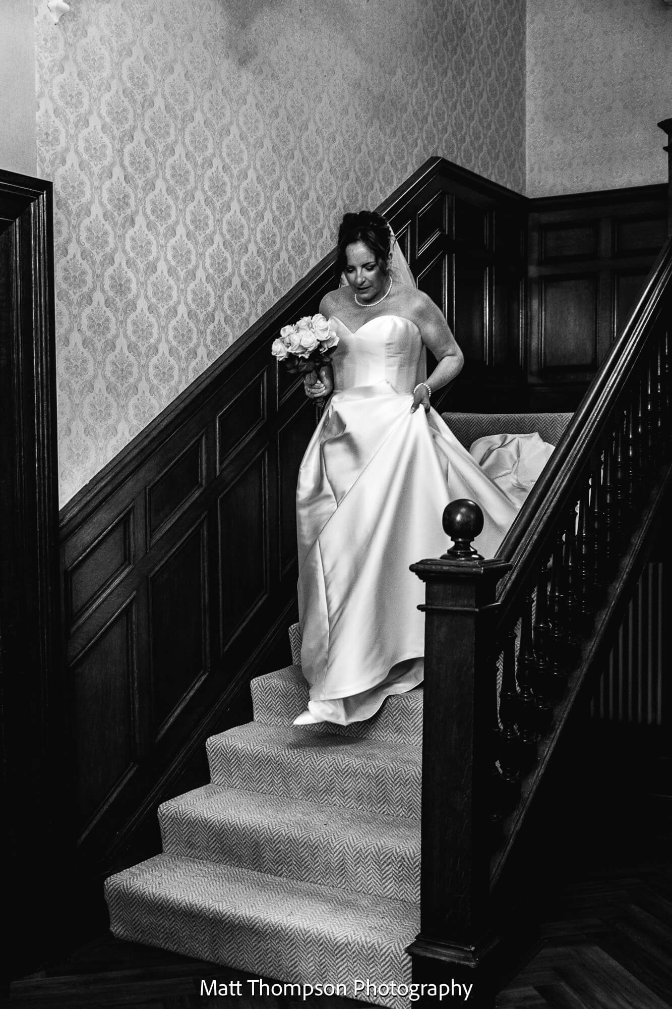 bride walking down the stairs
