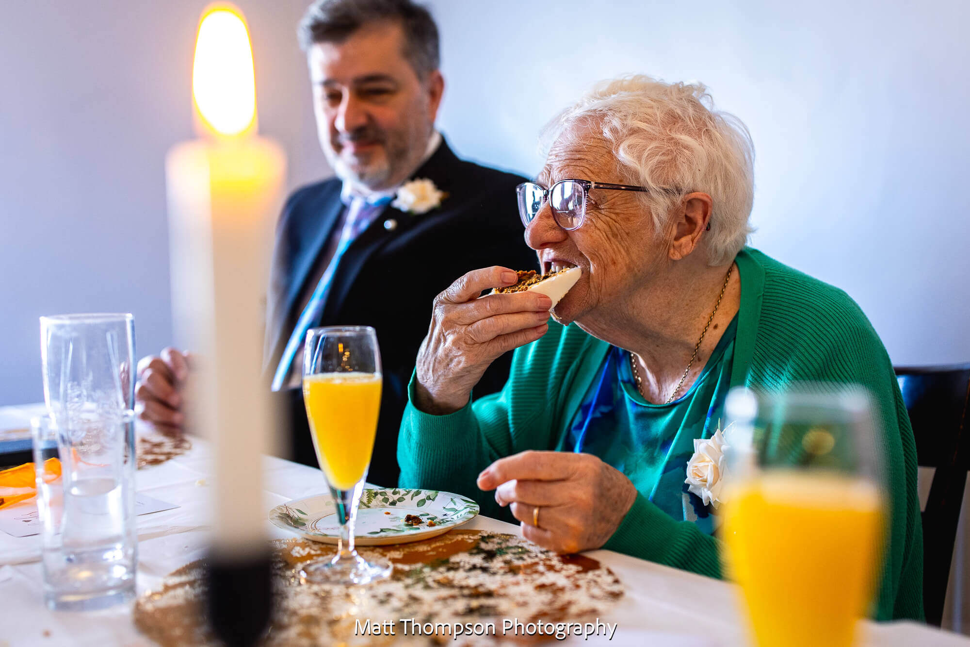grandma eating cake