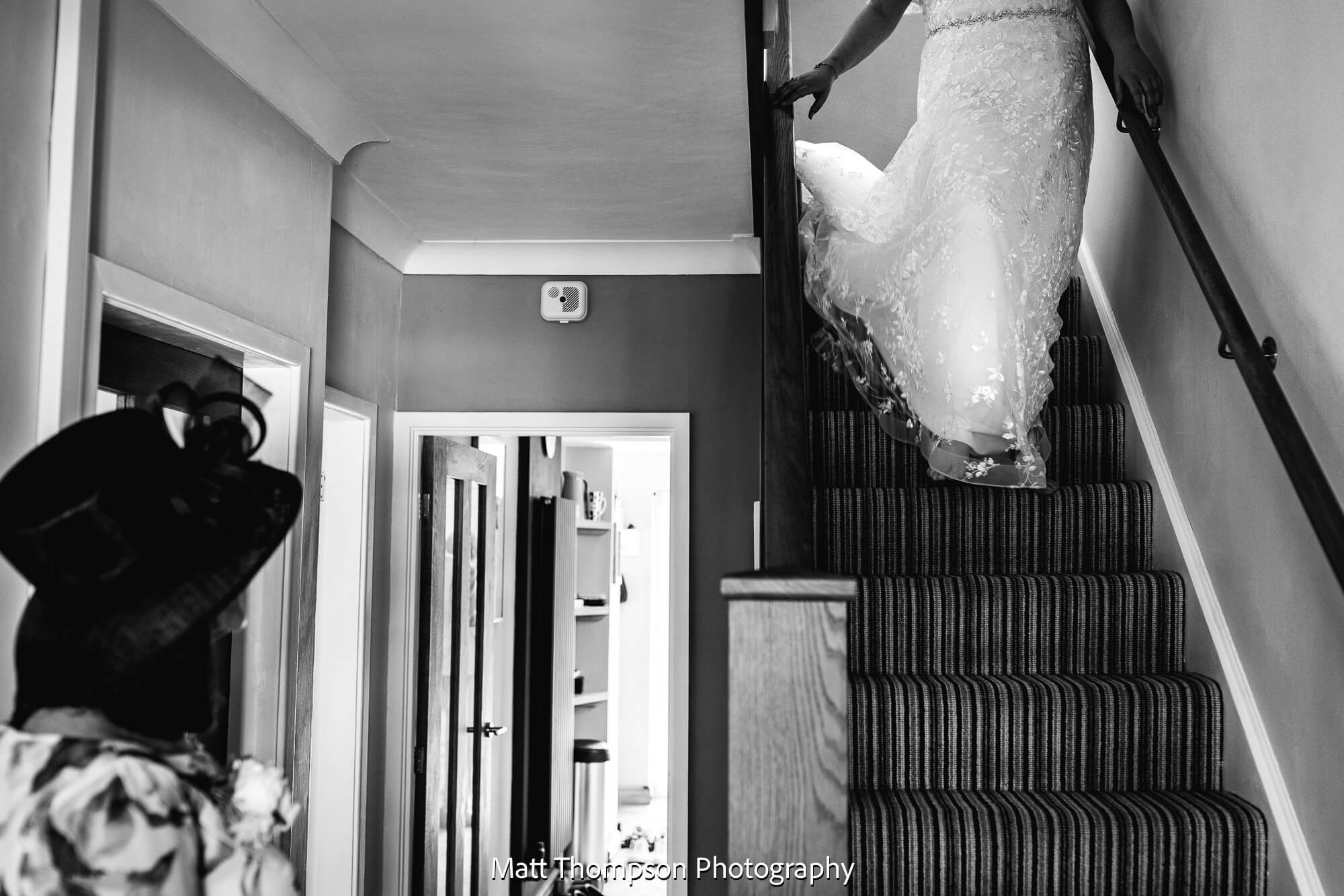 coming down the stairs
